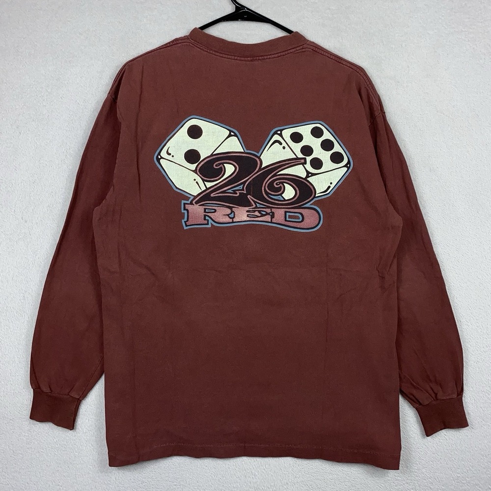 Vintage 26 RED Long Sleeve T Shirt Men's L Red Dice Skate Streetwear Grunge Y2K